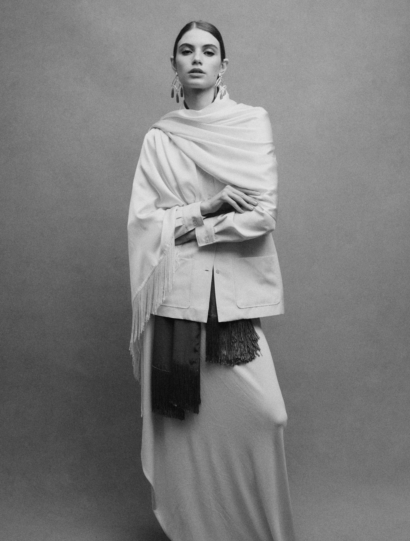 Lydia Silk Shawl in Ivory